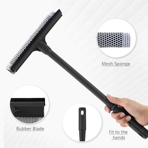 15.9″ Plastic Handle Window Squeegee for Home, 2-in-1 Auto Window Cleaner with