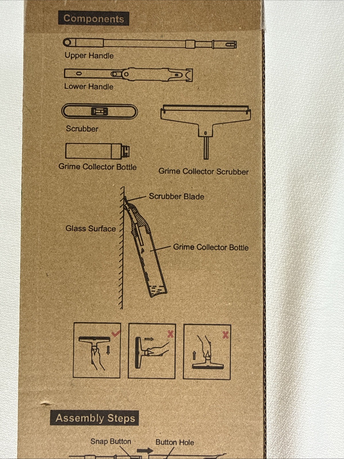 Red Horn EWS-01 White Window Squeegee With Grime Collector, New In Box