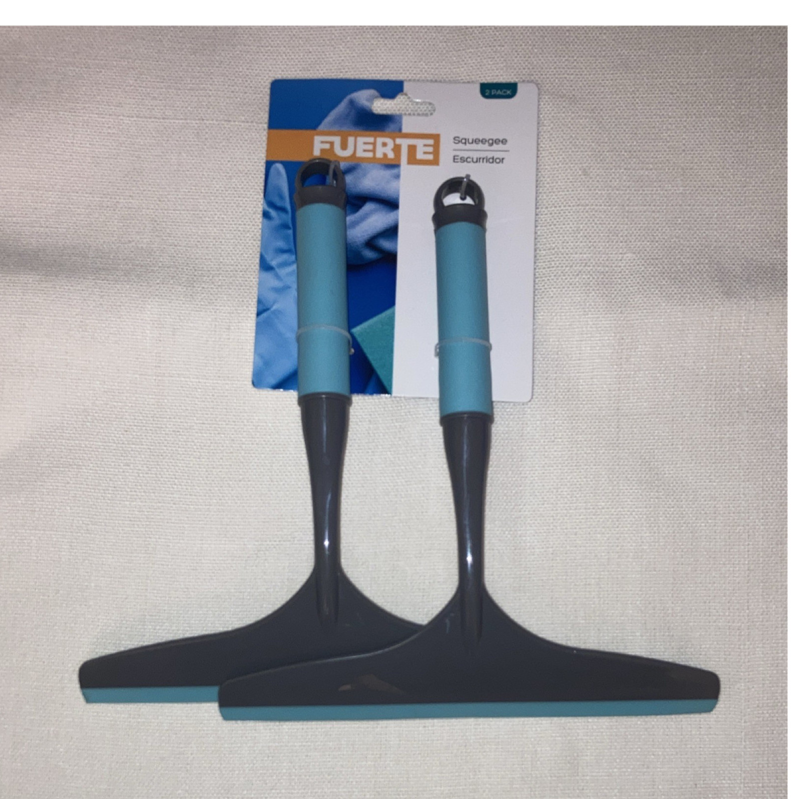 Fuerte 2-Pack Squeegee Gray Blue Plastic Rubber for Windows Mirrors Shower Doors