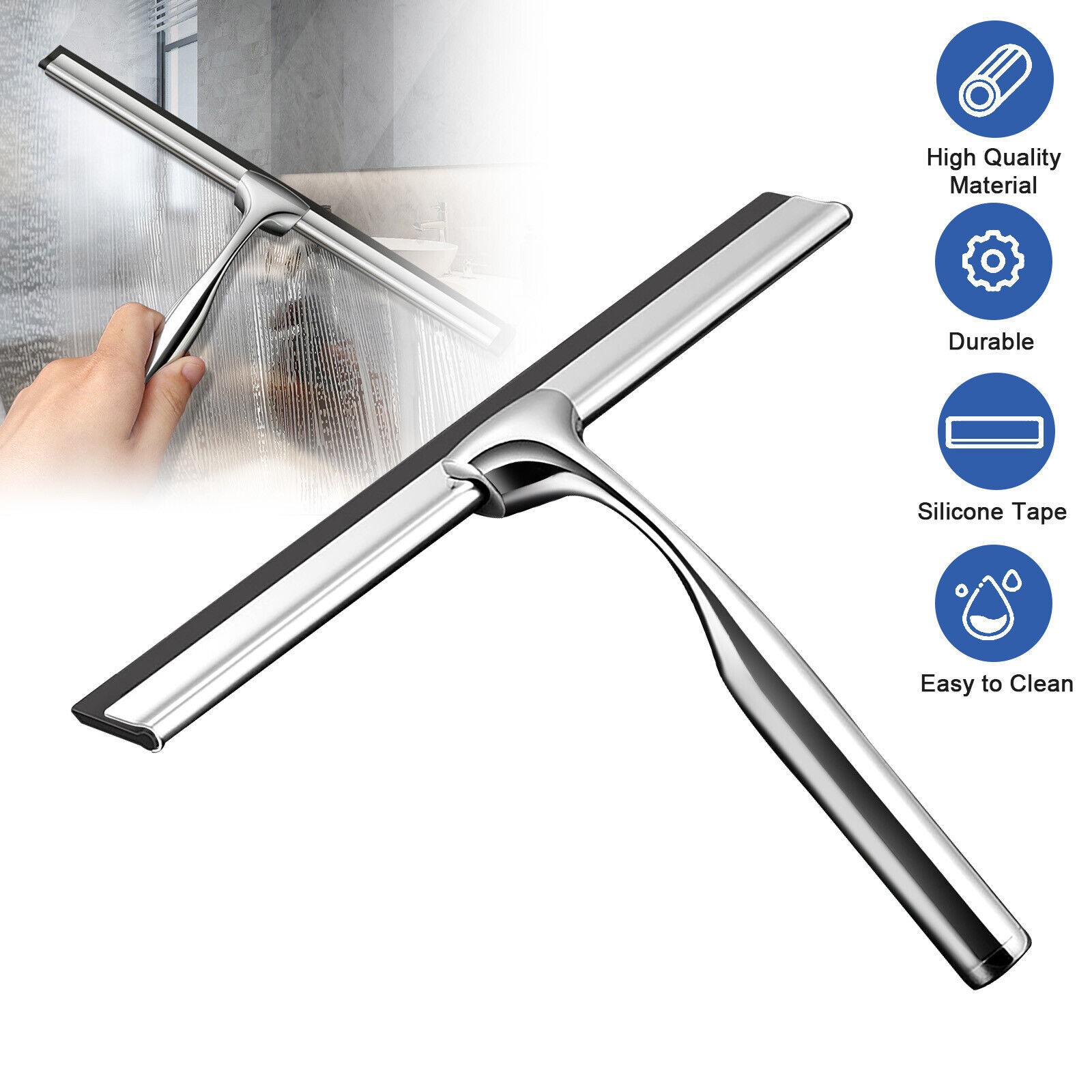 1 Pcs New Glass Wiper Durable Squeegee Shower Cleaner Doors Bathroom Windows