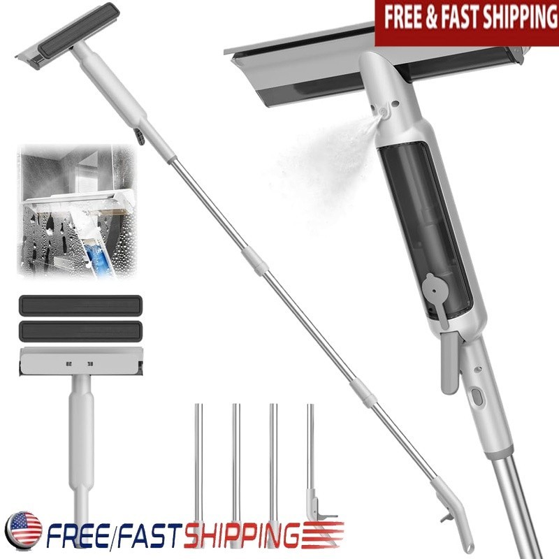 4 in 1 Window Squeegee Adjustable Length Remote Spray Car Glass Cleaner Tool New