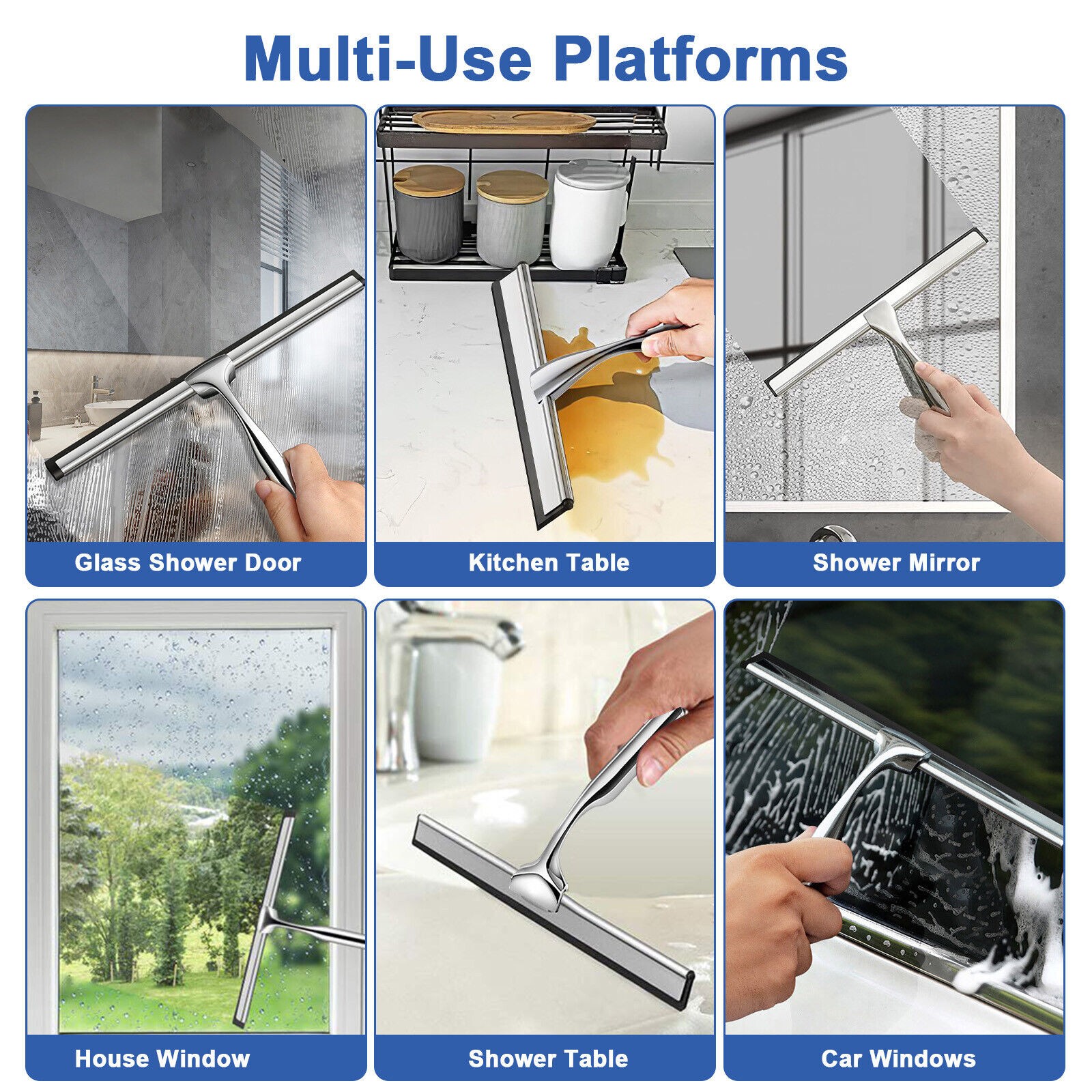 1 Pcs New Glass Wiper Durable Squeegee Shower Cleaner Doors Bathroom Windows