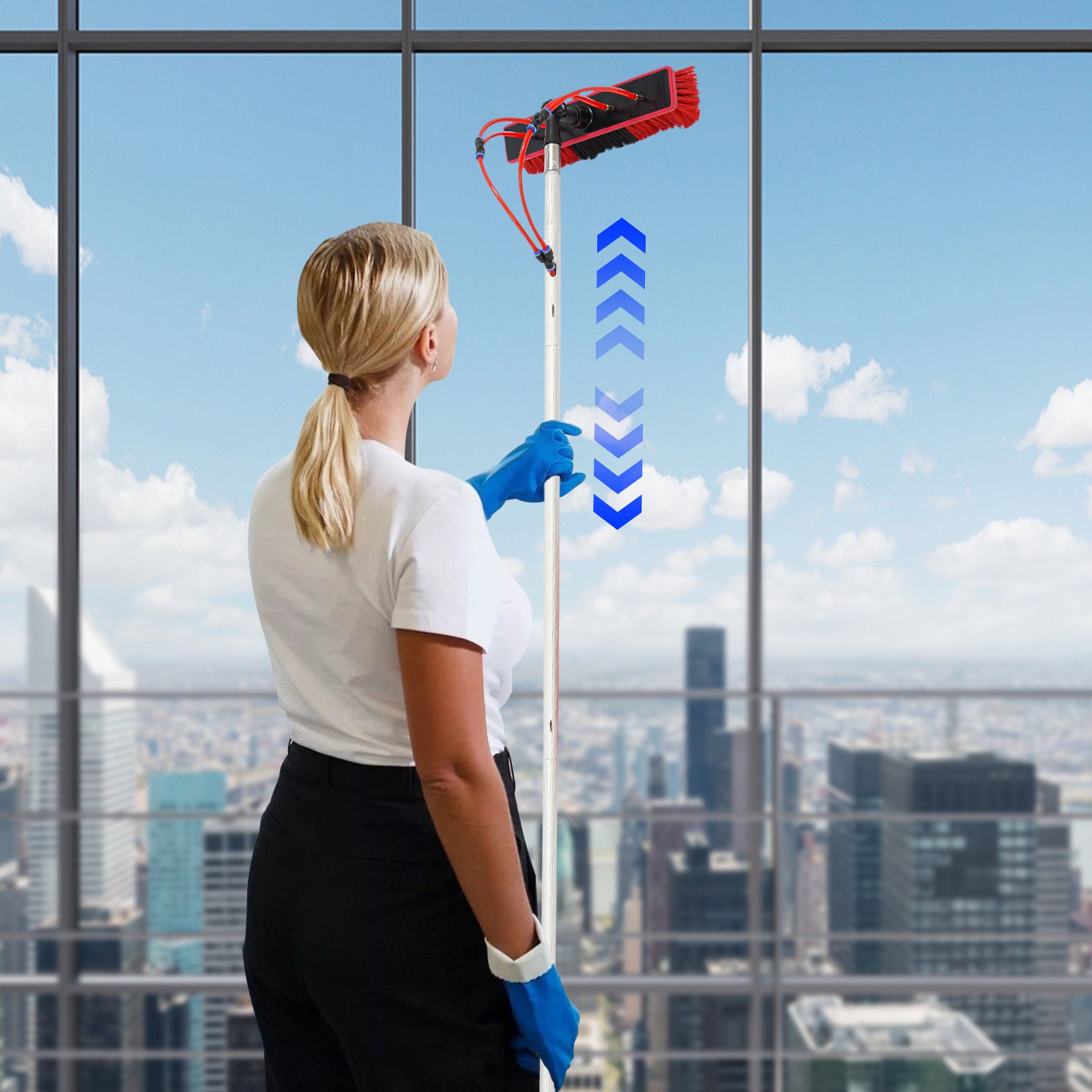 Solar Panel Cleaning Brush Outdoor Window Adjustable Pole Cleaning Kit