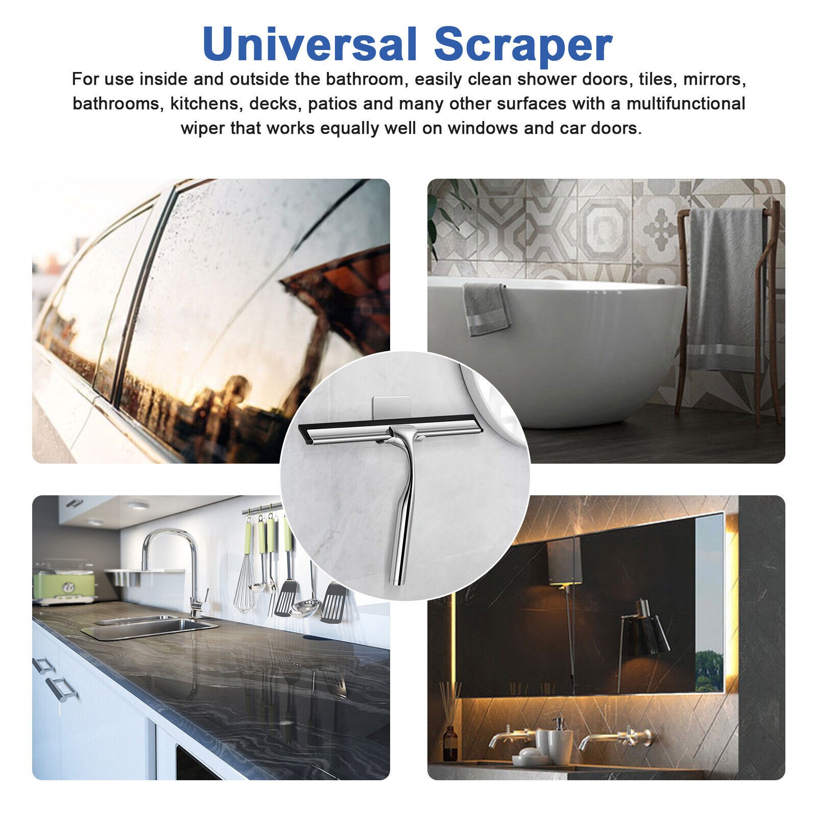 1 Pcs New Glass Wiper Durable Squeegee Shower Cleaner Doors Bathroom Windows