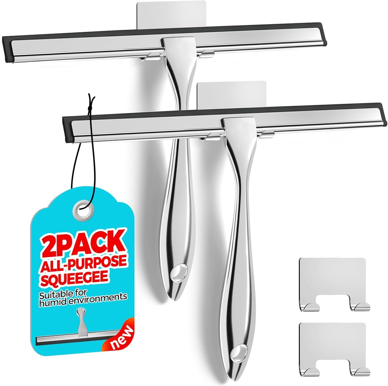 2PACK Shower Squeegee Glass Doors Squeegee Shower Glass，All-Purpose Tile Walls