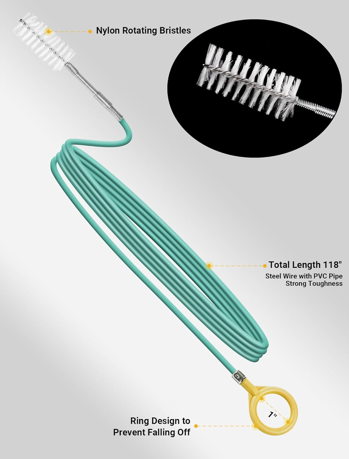 Upgraded Auto Sunroof Drain Cleaning Tool, 120 Inch Long Flexible Drain Brush Pi