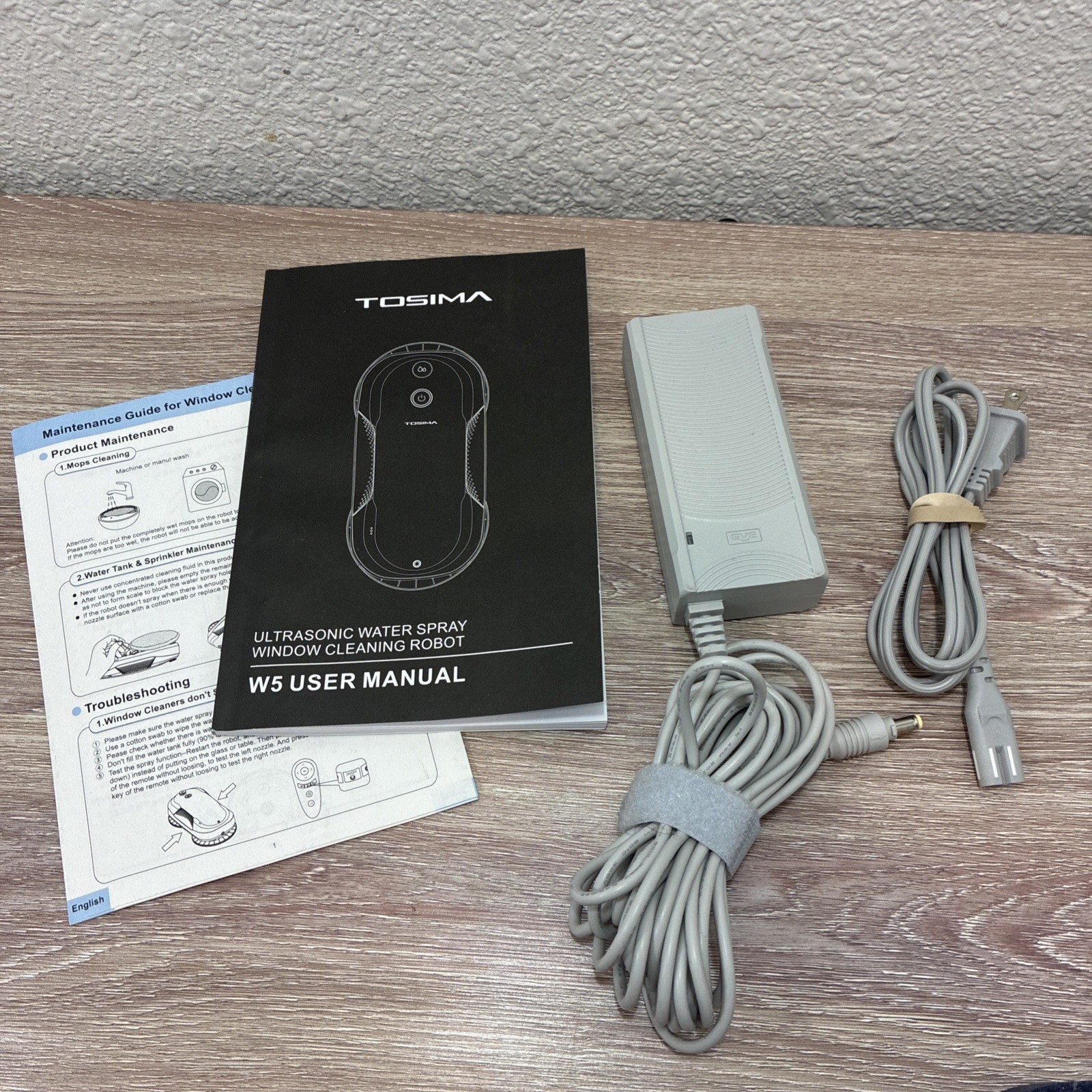 Tosima W5 Window Cleaning Robot – Power Supply Cord And Owners Manual