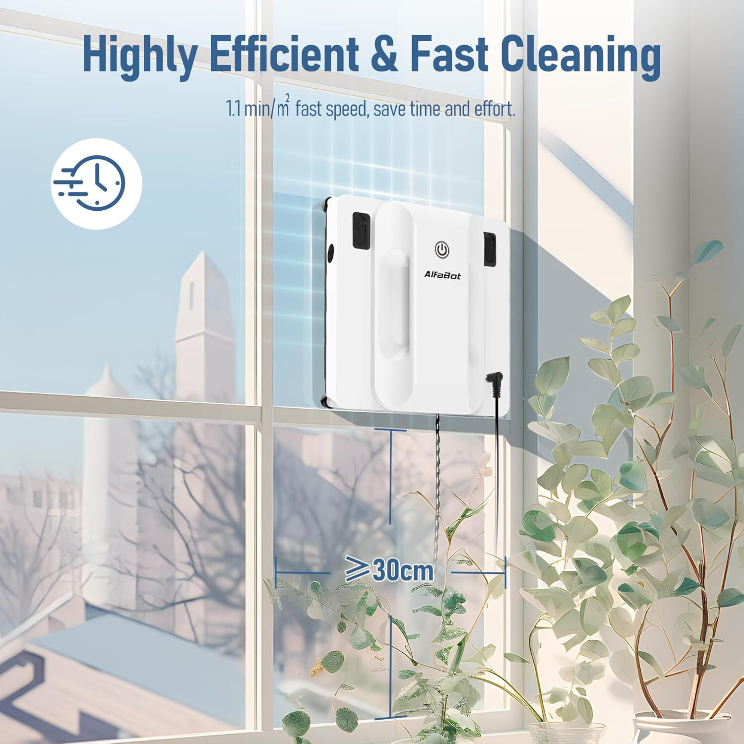 Wet/Dry Window / Glass Cleaning Robot with Dual Water Spray and Remote Control