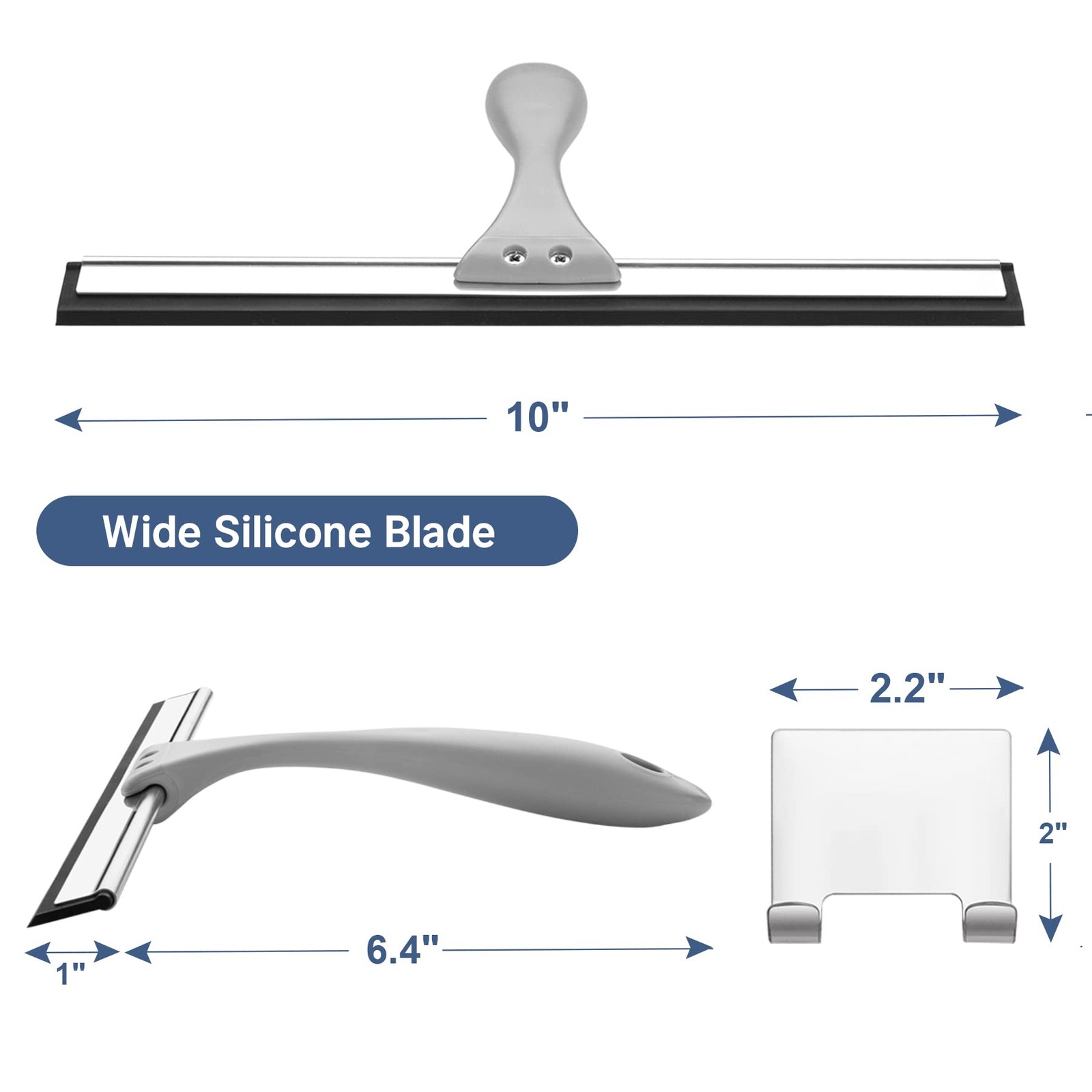 AmazerBath Squeegee for Shower Glass Door, All-Purpose 10 Inches, Gray