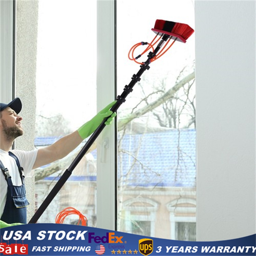 Water Fed Pole Kit 20FT Solar Panel Window Cleaning Pole 210° Rotated Brush Head