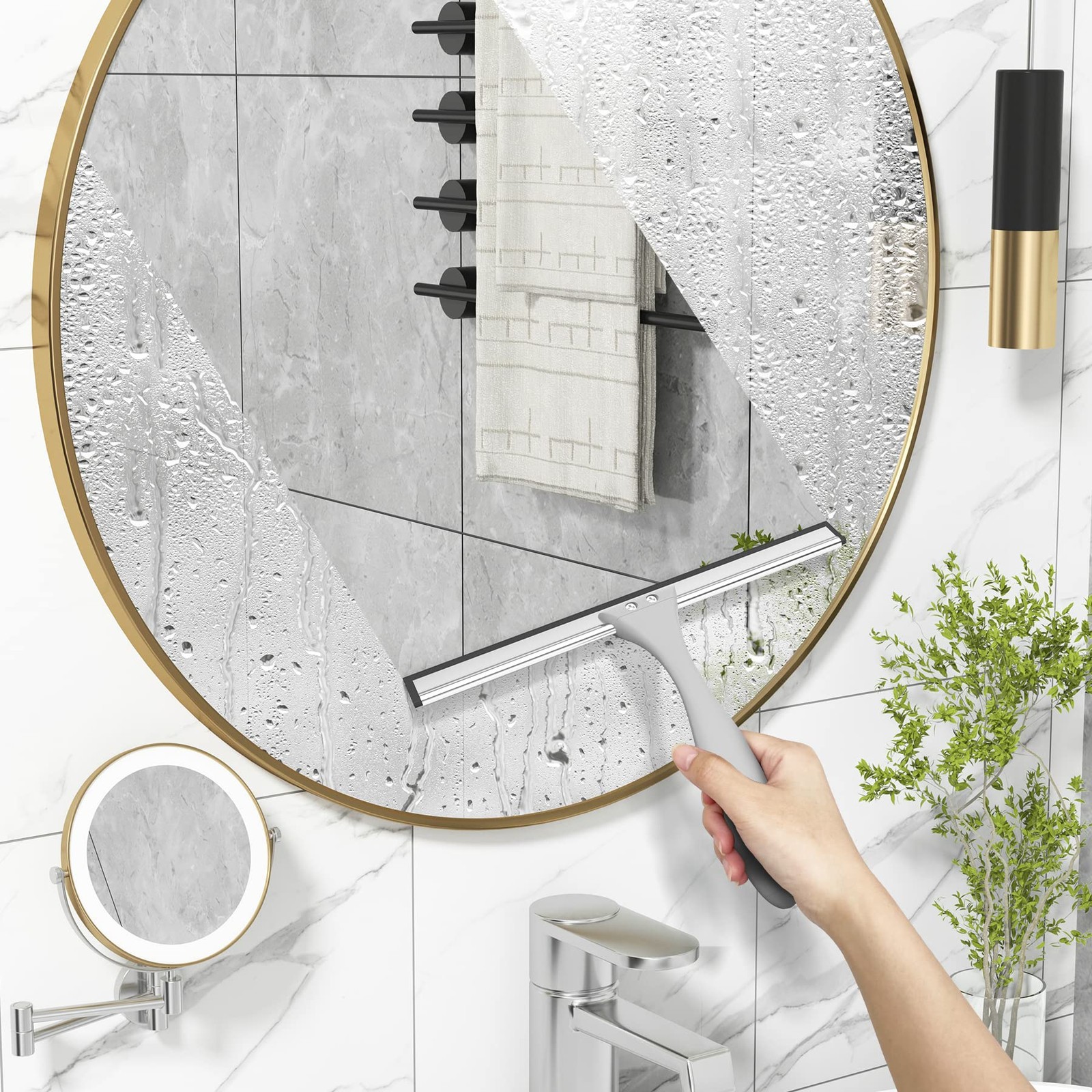 AmazerBath Squeegee for Shower Glass Door, All-Purpose 10 Inches, Gray
