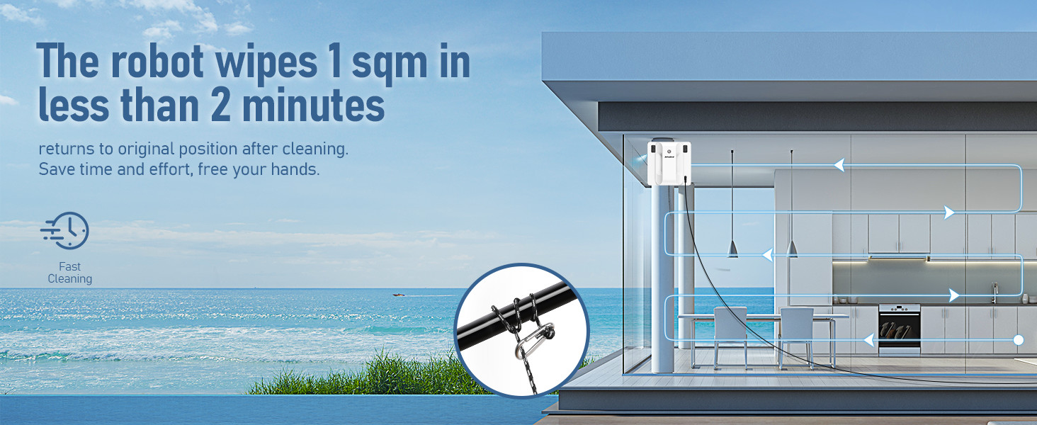 Wet/Dry Window / Glass Cleaning Robot with Dual Water Spray and Remote Control