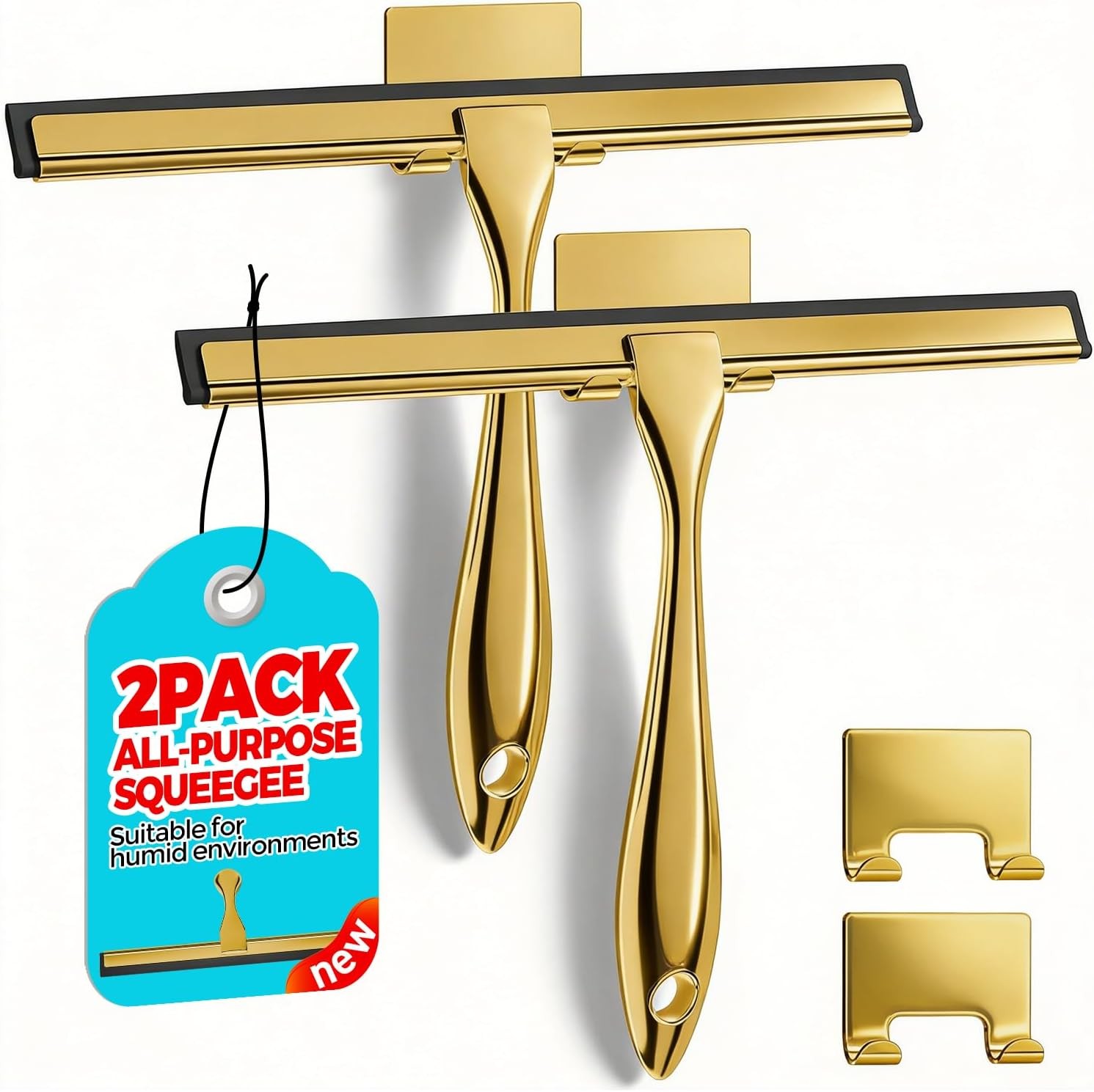 2PACK Shower Squeegee Glass Doors Squeegee Shower Glass，All-Purpose Tile Walls