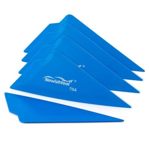5-Pack Car Tint Tools Triangle Squeegee, 70A Hardness Blue Contour Blue-70a